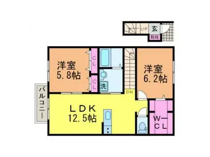 セントロイエル南斎院(2LDK/2階)の間取り写真
