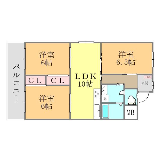 第2日興マンション(3LDK/3階)の間取り写真