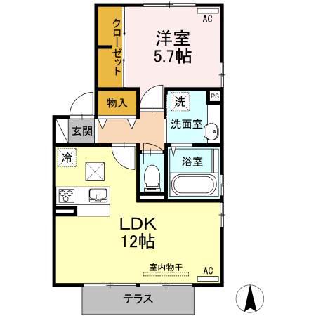 ウィット トキワ(1LDK/1階)の間取り写真