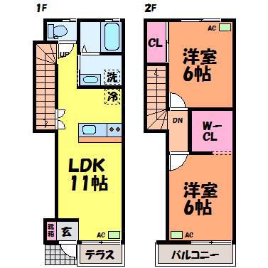 カーサ土居田(2LDK/1階)の間取り写真