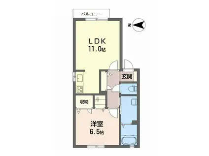 アルカディア辻町A・B棟(1LDK/2階)の間取り写真