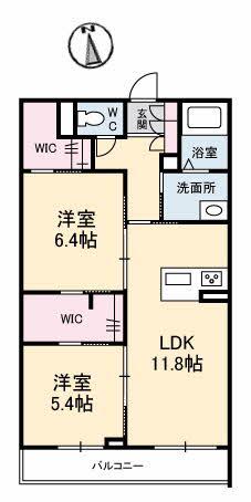 ベレオ生石(2LDK/3階)の間取り写真
