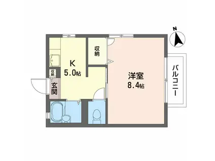 ディアス岡田(1K/2階)の間取り写真