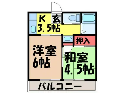 第2コーポフクヤマ(2K/2階)の間取り写真