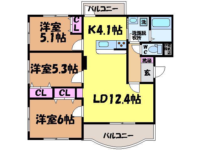 ブライムグッドウェイブⅤ(3LDK/2階)の間取り写真