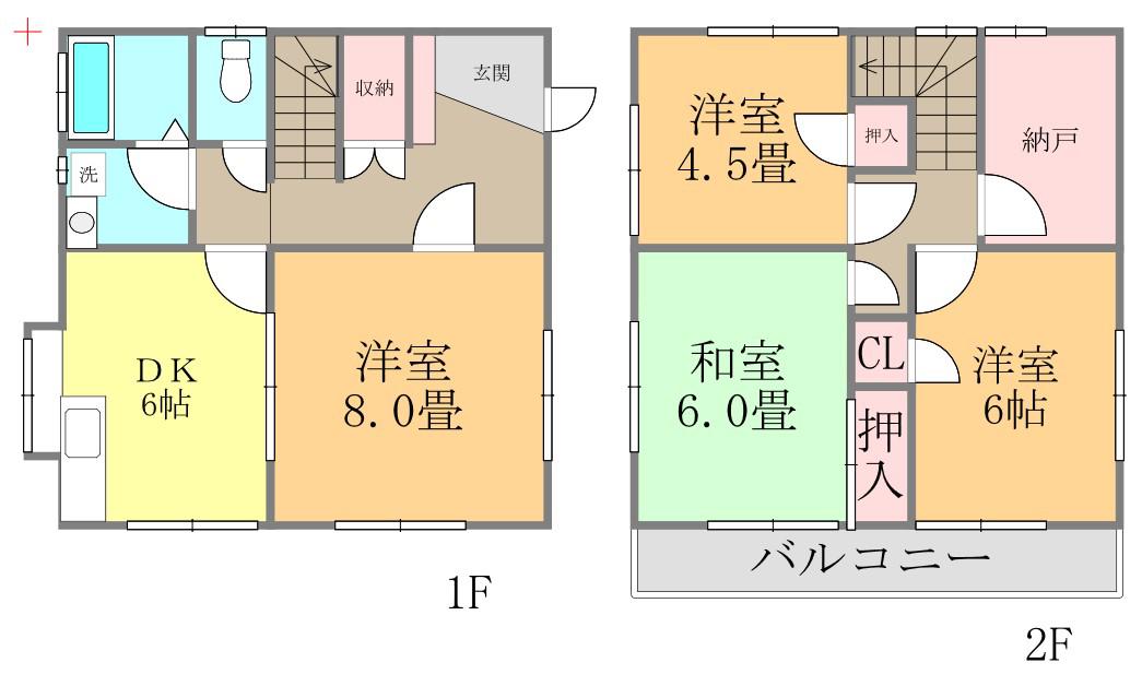 伊予鉄道横河原線 久米駅 徒歩4分 2階建 築36年(4SDK)の間取り写真