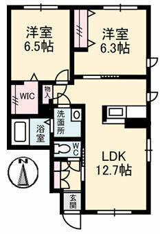 カーサレジオ(2LDK/1階)の間取り写真