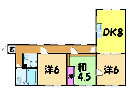瓢六マンション(3DK/4階)の間取り写真