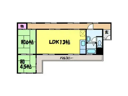 瓢六マンション(2LDK/3階)の間取り写真