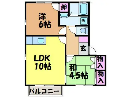 フェニックスコートA棟・B棟(2LDK/2階)の間取り写真