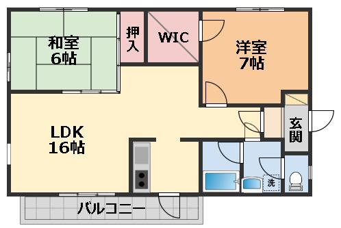 ラ・エスパシオ(2LDK/2階)の間取り写真
