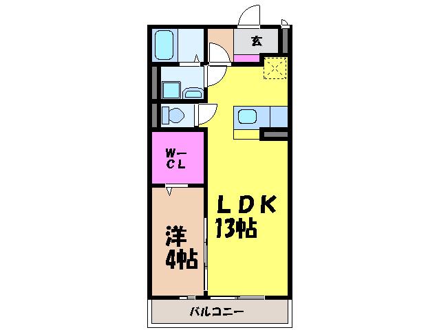 リビングタウン古川北壱番館(1LDK/2階)の間取り写真