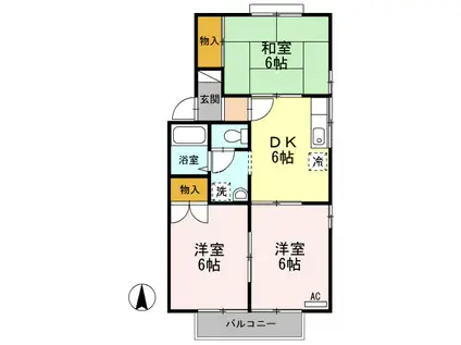 グリーンパーク新井(3DK/2階)の間取り写真