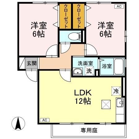 セジュール郷(2LDK/1階)の間取り写真