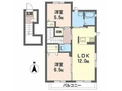 エタンリジェール A棟(2LDK/2階)の間取り写真