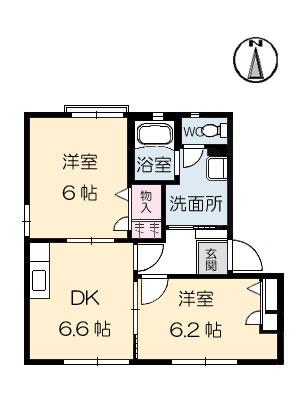 バリュージュ中村(2DK/1階)の間取り写真
