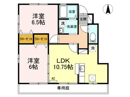 ローズコートT(2LDK/1階)の間取り写真