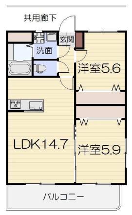 椿参道ヒルズ(2LDK/2階)の間取り写真