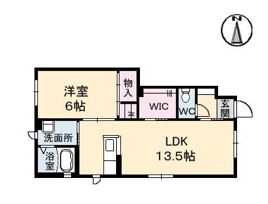 プランドール市坪(1LDK/1階)の間取り写真