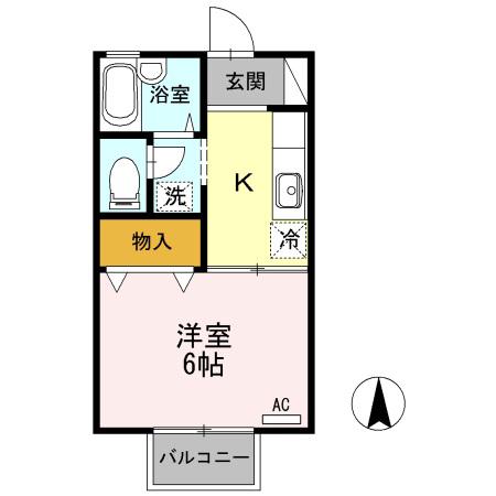 グランシャリオ(1K/2階)の間取り写真