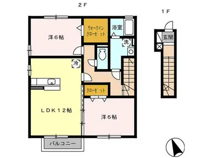 グランドソレーユⅡ(2LDK/2階)の間取り写真