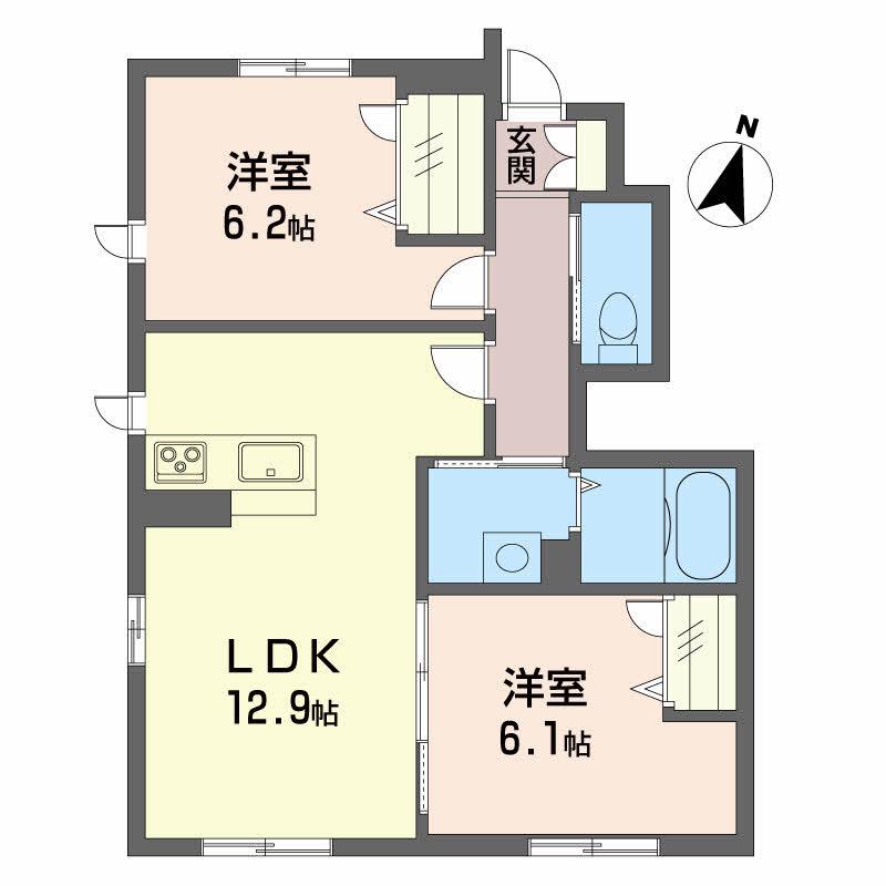 ショーンはなみずき(2LDK/1階)の間取り写真