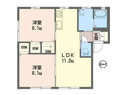 エストラント森(2LDK/1階)の間取り写真