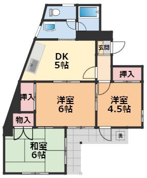 浅井マンション(3DK/1階)の間取り写真