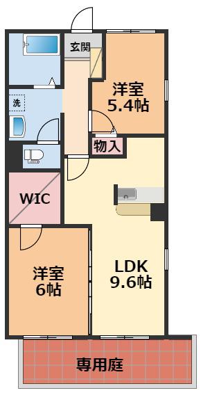フォブール HAYASHI(2LDK/1階)の間取り写真