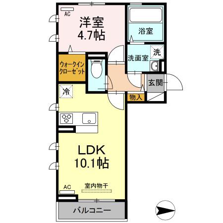 カトレアⅢ(1LDK/3階)の間取り写真