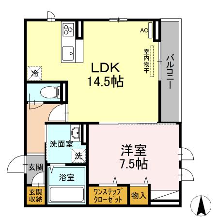 リナーシェ古川北(1LDK/2階)の間取り写真