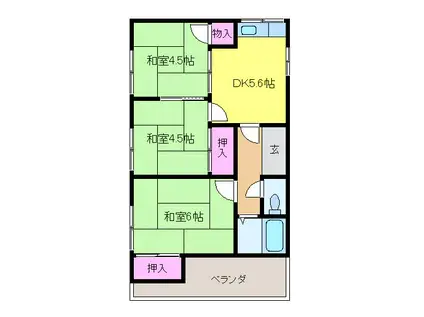 大西アパート(3DK/2階)の間取り写真