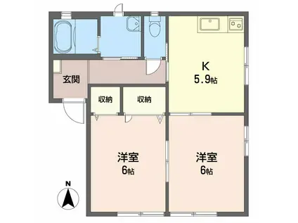 シャーメゾン野中 A・B棟(2K/1階)の間取り写真