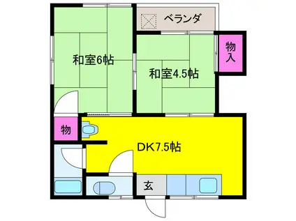 コーポYAMASE(2DK/1階)の間取り写真