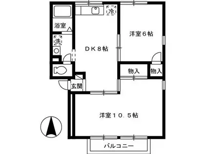 ファミール三好(2DK/2階)の間取り写真
