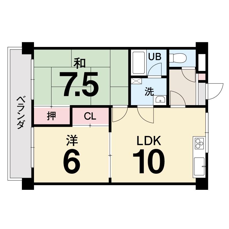 第7ゴトービル(2LDK/3階)の間取り写真