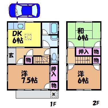 伊予鉄道横河原線 福音寺駅 徒歩19分 2階建 築35年(3DK)の間取り写真