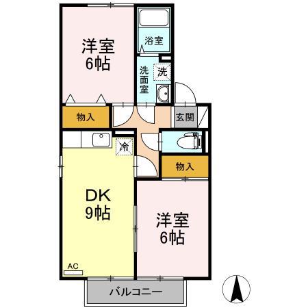 エントピア余戸(2DK/2階)の間取り写真
