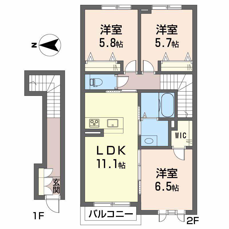 フェリシード サリーチェ(3LDK/2階)の間取り写真