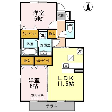 ルミエール(2LDK/1階)の間取り写真