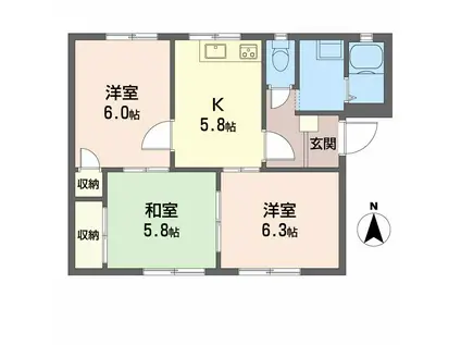 フレグランス関谷 A棟(3K/1階)の間取り写真