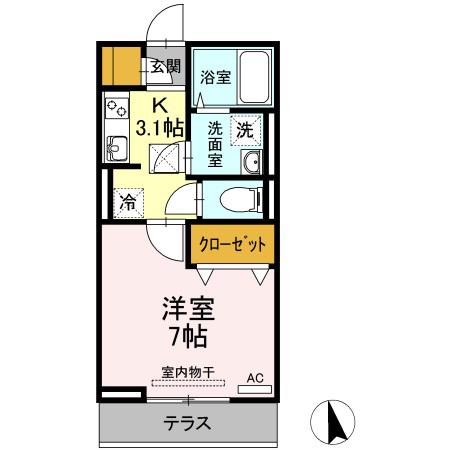アシャンティ高砂(1K/2階)の間取り写真