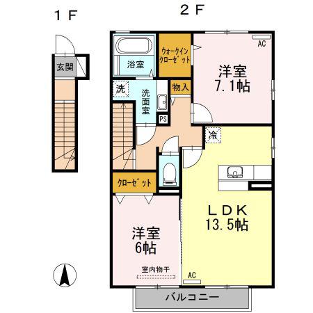 エトワール(2LDK/2階)の間取り写真