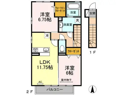 カルムM(2LDK/2階)の間取り写真