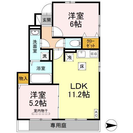 コーポ松ノ木(2LDK/1階)の間取り写真