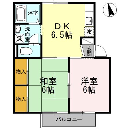 サンシャインコーポユーカリ(2DK/1階)の間取り写真