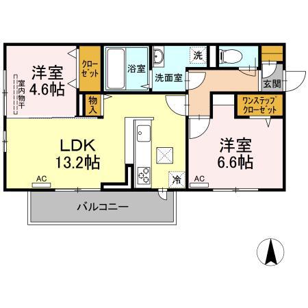 プレジデント持田 A棟(2LDK/1階)の間取り写真