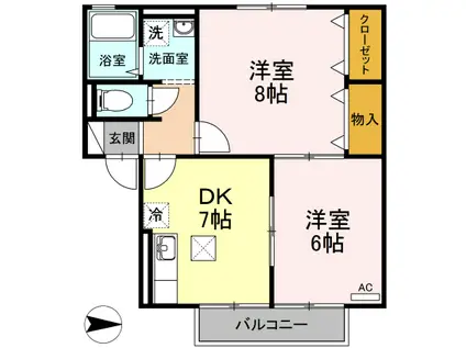 メゾンヴェール(2DK/1階)の間取り写真