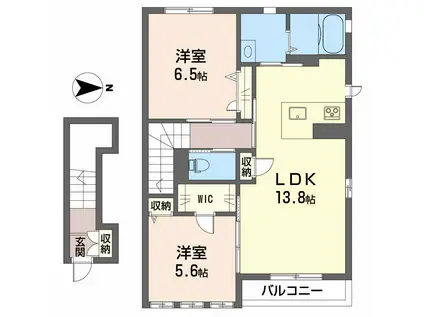 クオーレ清住(2LDK/2階)の間取り写真