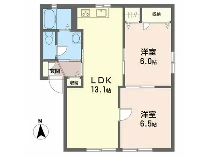 ディアス芳居A・B・C棟(2LDK/1階)の間取り写真